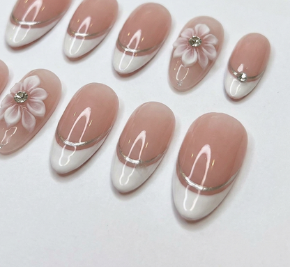 Nude French Art | Press On Nails | Handmade Nail Art