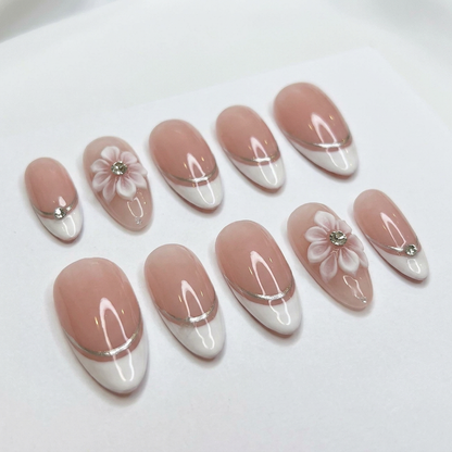 Nude French Art | Press On Nails | Handmade Nail Art