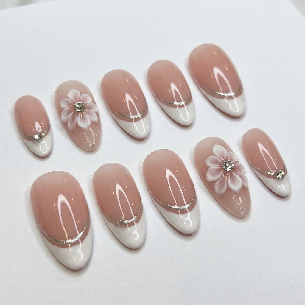 Nude French Art | Press On Nails | Handmade Nail Art