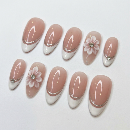 Nude French Art | Press On Nails | Handmade Nail Art