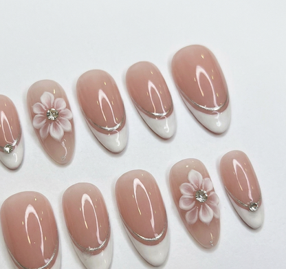 Nude French Art | Press On Nails | Handmade Nail Art